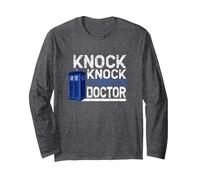 Knock Knock Who is There Dicton Docteur médecin Chirurgien Manche Longue, Unisexe pour Adultes, Chiné Foncé, XL