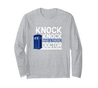 Knock Knock Who is There Dicton Docteur médecin Chirurgien Manche Longue, Unisexe pour Adultes, Gris Chiné, M