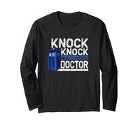 Knock Knock Who is There Dicton Docteur médecin Chirurgien Manche Longue, Unisexe pour Adultes, Noir, XL