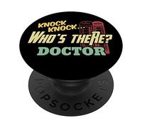 Knock Knock Who's There Doctor - Funny Doctors Joke Day Gift PopSockets PopGrip - Support et Grip pour Smartphone/Tablette avec un Top Interchangeable