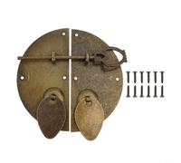 Knock Poignée de loquet pour porte de style chinois avec boulons, serrure d'armoire rétro en fer bronze avec goupille ronde et longue, 10 x 10 cm (lot de 1)