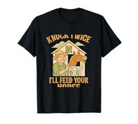 Knock Twice Ill Feed Your Horse Farm Humour Design T-Shirt