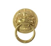 Knocker Antique, Heurtoir de porte en laiton moulé sous pression, tête lion, poignée annulaire multicolore(Black+white)