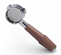 KNODOS Porte-filtre sans fond 54 mm pour Sage/Breville Barista Express, Pro, Touch, Bambino Plus - Porte-filtre à expresso en acier inoxydable 304 et poignée en noyer - Avec tamis double shot de 18 à