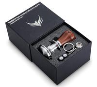 KNODOS Tamper Espresso 54 mm pour machines Sage - Tamper calibré à ressort avec auto-nivelage, poignée en bois de palissandre, pression réglable 20-30 lb
