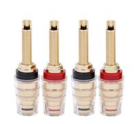 KNOKR Poste de Liaison en Laiton 4Pair LA CHAÎNE Hi-FI Connecteur de terminaux, 1 9mm Poste de Reliure LA CHAÎNE Hi-FI Amplificateur de Haut-Parleur Fiche Audio Match 4mm Banana Plug Connecteurs