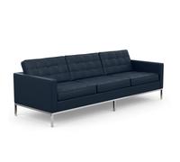 KNOLL canapé à 3 places FLORENCE en cuir (Sabrina Marine Blue - Revêtement Cat. Z et structure en acier chromé)