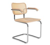 KNOLL chaise avec accoudoirs CESCA by Marcel Breuer (Hêtre naturel - Paille de Vienne et acier, bourré à la main)