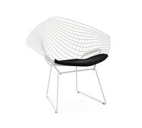 KNOLL fauteuil avec coussin BERTOIA DIAMOND (Structure blanche / Coussin Black Onyx - Acier / Tissu Ultrasuede)