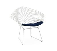 KNOLL fauteuil avec coussin BERTOIA DIAMOND (Structure blanche / Coussin Midnight - Acier / Tissu Ultrasuede)