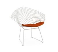 KNOLL fauteuil avec coussin BERTOIA DIAMOND (Structure blanche / Coussin Poppy - Acier / Tissu Ultrasuede)