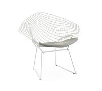 KNOLL fauteuil avec coussin BERTOIA DIAMOND (Structure blanche / Coussin Silver - Acier / Tissu Ultrasuede)