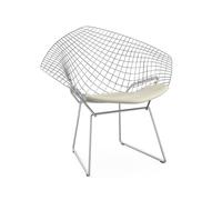 KNOLL fauteuil avec coussin BERTOIA DIAMOND (Structure chromée / Coussin Blanc - Acier / Vinyl)
