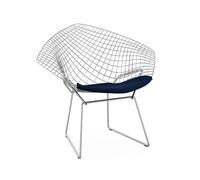 KNOLL fauteuil avec coussin BERTOIA DIAMOND (Structure chromée / Coussin Midnight - Acier / Tissu Ultrasuede)