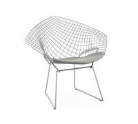 KNOLL fauteuil avec coussin BERTOIA DIAMOND (Structure chromée / Coussin Silver - Acier / Tissu Ultrasuede)