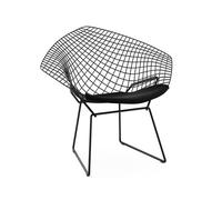 KNOLL fauteuil avec coussin BERTOIA DIAMOND (Structure noire / Coussin Black Onyx - Acier / Tissu Ultrasuede)