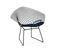 KNOLL fauteuil avec coussin BERTOIA DIAMOND (Structure noire / Coussin Midnight - Acier / Tissu Ultrasuede)