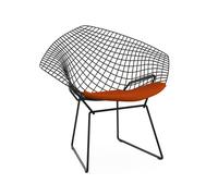 KNOLL fauteuil avec coussin BERTOIA DIAMOND (Structure noire / Coussin Poppy - Acier / Tissu Ultrasuede)