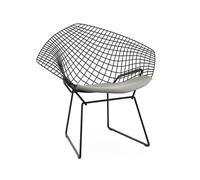 KNOLL fauteuil avec coussin BERTOIA DIAMOND (Structure noire / Coussin Silver - Acier / Tissu Ultrasuede)