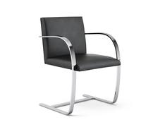 Knoll International Chaise avec accoudoirs Brno - Acier plat - Volo Black - noir - avec accoudoir