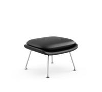 Knoll International Saarinen Womb Ottoman - Remplissage Fibre de Polyester - relax - Chrome brillant - Volo Black - noir
