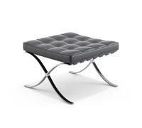 KNOLL repose-pied pouf ottoman BARCELONA (Structure chromée / Revêtement Black - Acier / Cuir Sabrina)