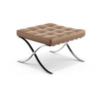 KNOLL repose-pied pouf ottoman BARCELONA (Structure chromée / Revêtement Tan - Acier / cuir Volo)