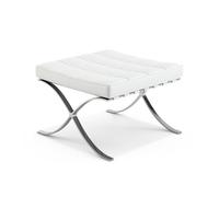 KNOLL repose-pied pouf ottoman BARCELONA (Structure chromée / Revêtement White - Acier / cuir Volo)