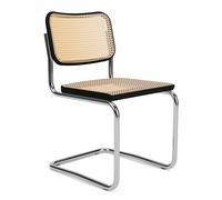 KNOLL set de 4 chaises CESCA by Marcel Breuer (Hêtre noir laqué - Paille de Vienne et acier, bourré à la machine)