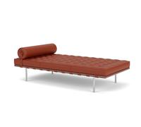 KNOLL sommier BARCELONA DAY BED (Structure chromée / Revêtement Kilim - Acier / cuir Volo)