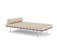 KNOLL sommier BARCELONA DAY BED (Structure chromée / Revêtement Parchment - Acier / cuir Volo)