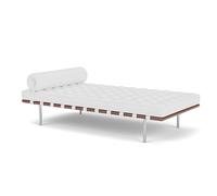 KNOLL sommier BARCELONA DAY BED (Structure chromée / Revêtement White - Acier / cuir Volo)