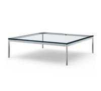 KNOLL table basse FLORENCE KNOLL 120 x 120 x H 35 cm (Verre transparent - Acier chromé poli)