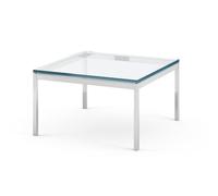 KNOLL table basse FLORENCE KNOLL 60 x 60 x H 35 cm (Verre transparent - Acier chromé poli)