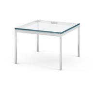 KNOLL table basse FLORENCE KNOLL 60 x 60 x H 43 cm (Verre transparent - Acier chromé poli)