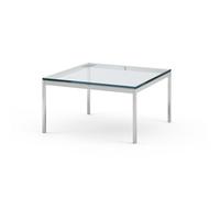 KNOLL table basse FLORENCE KNOLL 75 x 75 x H 35 cm (Verre transparent - Acier chromé poli)