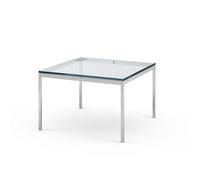 KNOLL table basse FLORENCE KNOLL 75 x 75 x H 48 cm (Verre transparent - Acier chromé poli)