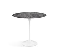 KNOLL table basse ovale TULIP collection Eero Saarinen 57x38 cm (Base blanche / plateau gris Carnico satiné - marbre et aluminium)