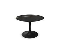 KNOLL table basse ronde TULIP Ø 51 cm collection Eero Saarinen (Base noire / plateau Sahara Noir satiné - marbre et aluminium)