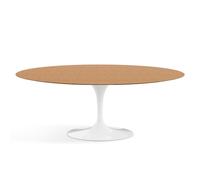 KNOLL table ovale TULIP collection Eero Saarinen 198x121 cm (Base blanche / plateau en teak - Bois et aluminium)