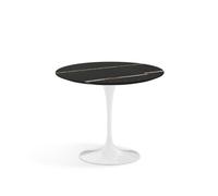 KNOLL table ronde TULIP Ø 91 cm collection Eero Saarinen (Base blanche / Plateau Sahara Noir satiné - marbre et aluminium)