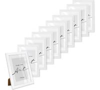 ️KNOR®️ Cadre photo 10x15cm blanc, lot de 10 cadres pour posters, cadres photo, cadres pour photos, verre acrylique incassable, Picture Frame 10x15, à suspendre & à poser Collection Isabella