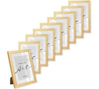 ️KNOR®️ Cadre photo 13x18 cm Golden, lot de 9 cadres pour posters, cadres photo, cadres pour photos, verre acrylique incassable, Picture Frame 13X18, à suspendre & à poser Collection Isabella