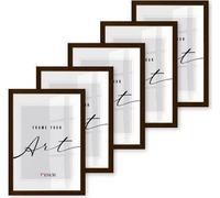 ️KNOR®️ Cadre photo 21X29,7 cm brunReproduction bois, lot de 5 cadres posters, cadre photo, cadre photo, verre acrylique incassable, Picture Frame 21x29,7, à suspendre & à poser Isabella Collection