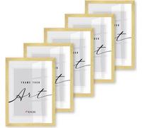 ️KNOR®️ Cadre photo 21x29,7cm Golden, lot de 5 cadres pour posters, cadres photo, cadres pour photos, verre acrylique incassable, Picture Frame 21x30, à suspendre & à poser Collection Isabella