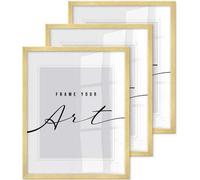 ️KNOR®️ Cadre photo 30x40 cm Golden, lot de 3 cadres pour posters, cadres photo, cadres pour photos, verre acrylique incassable, Picture Frame 30x40, à suspendre & à poser Collection Isabella