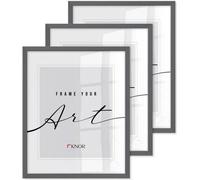 ️KNOR®️ Cadre photo 30x40 cm Gris, lot de 3 cadres pour posters, cadres photo, cadres pour photos, verre acrylique incassable, Picture Frame 30x40, à suspendre & à poser Collection Isabella