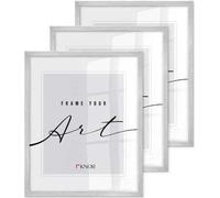 ️KNOR®️ Cadre photo 30x40cm argent, set de 3 cadres pour poster, cadre photo, cadre photo, verre acrylique incassable, Picture Frame 30X40, à suspendre & à poser Isabella Collection