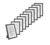 KNOR Lot de 10 cadres photo, 10 x 15 cm, gris, en verre acrylique incassable, 10 x 15 cm, à suspendre ou à poser, cadre en plastique