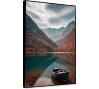 KNOR WALL ART Peinture sur toile 60x90 Port d'automne dans un cadre en toile